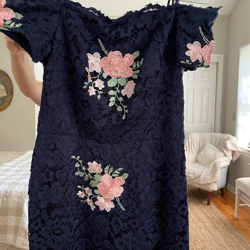 Nicole Miller Navy Lace Dress - Picture 2 of 7